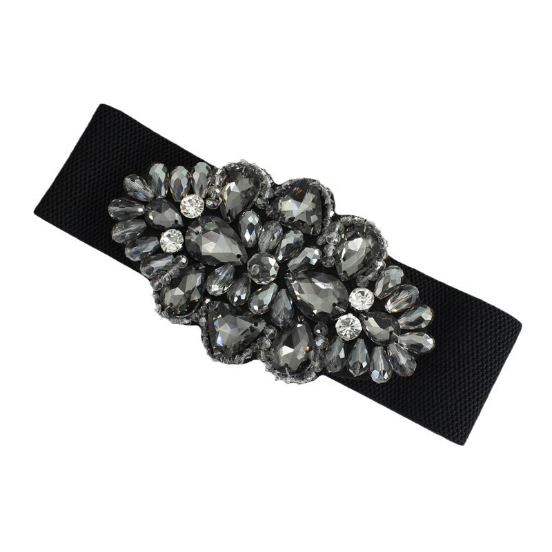 Crystal Embellished Dresses Peplum Wide Stretch Waist Cincher Belts