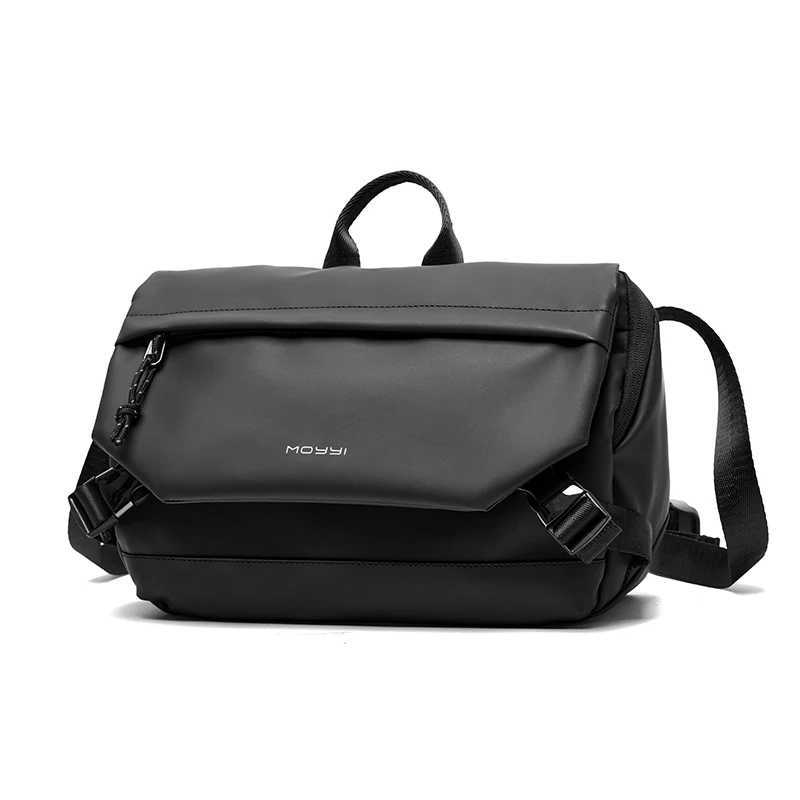 Mens flip side horizontal bag waterproof nylon messenger bag with iPad company unisex travel commuting bag Z250225