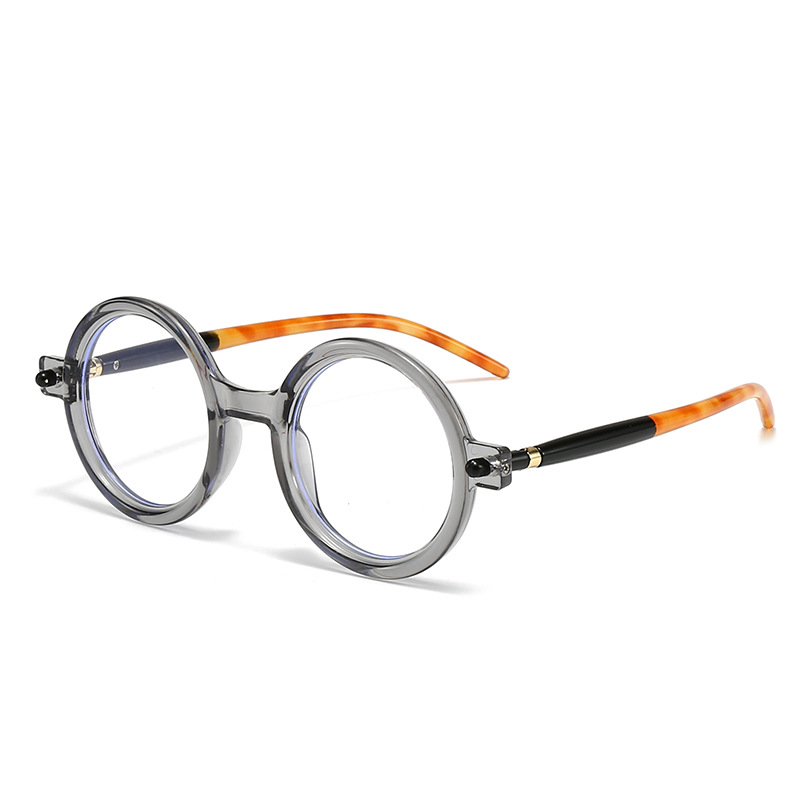 2025 new European and American fashion round frame anti-blue light plain glasses for men and women, anti-blue light glasses frame, female photo shoot 