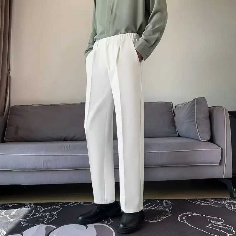 Straight Versatile Solid Color No Ironing Elastic Wrinkle Resistant Long Pants Mens Trousers Casual Pants Business A W250225