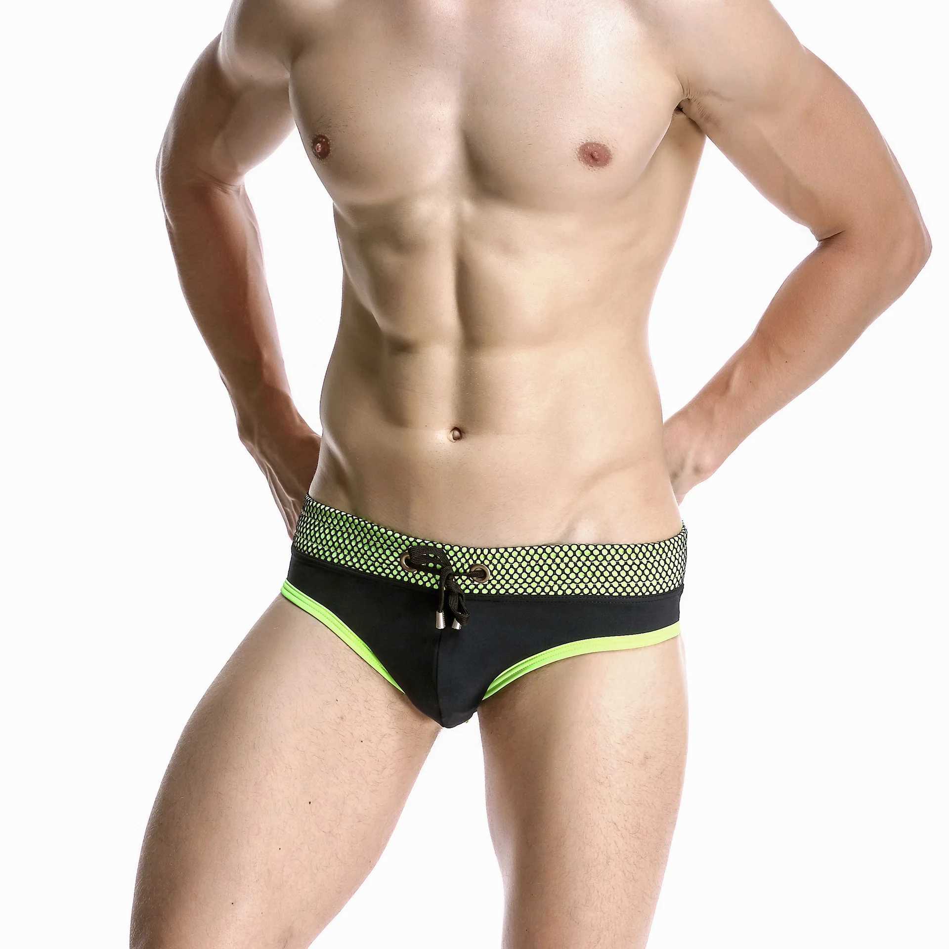 Mens swimming trunks mens sexy swimsuit summer triangular low-rise swimming trunks.XJ250224