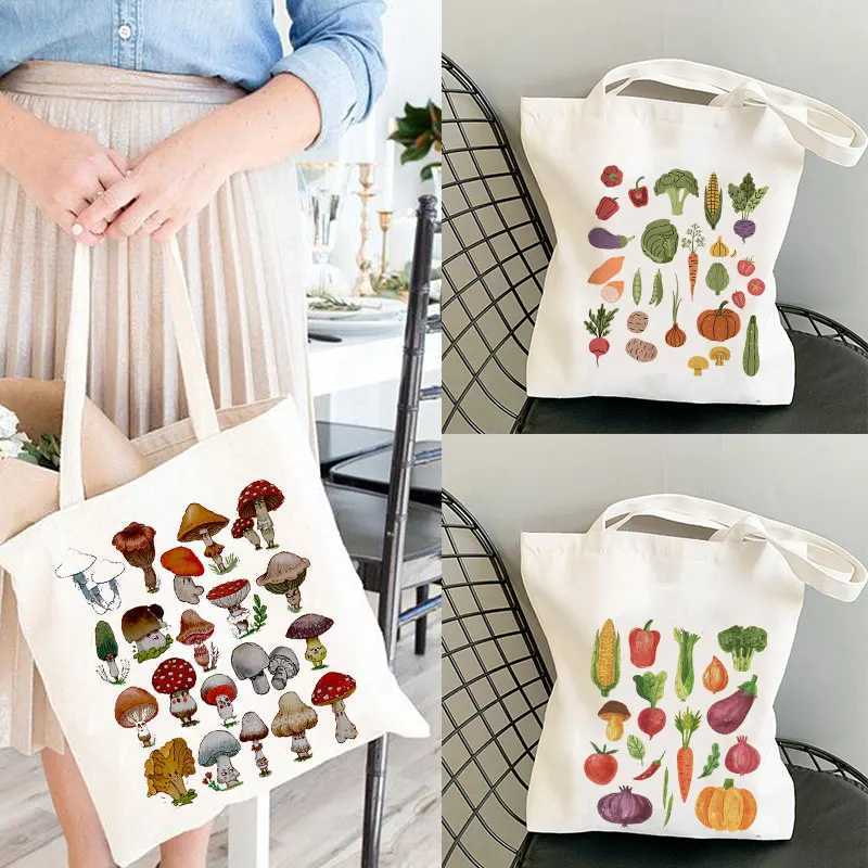 Mushroom Aesthetic Totes Farmers Bag Garden Tote Bag Cute Vegetable Tote Bag Grocery Bag Veggie Market Bag Cottagecore Clothing Z250224