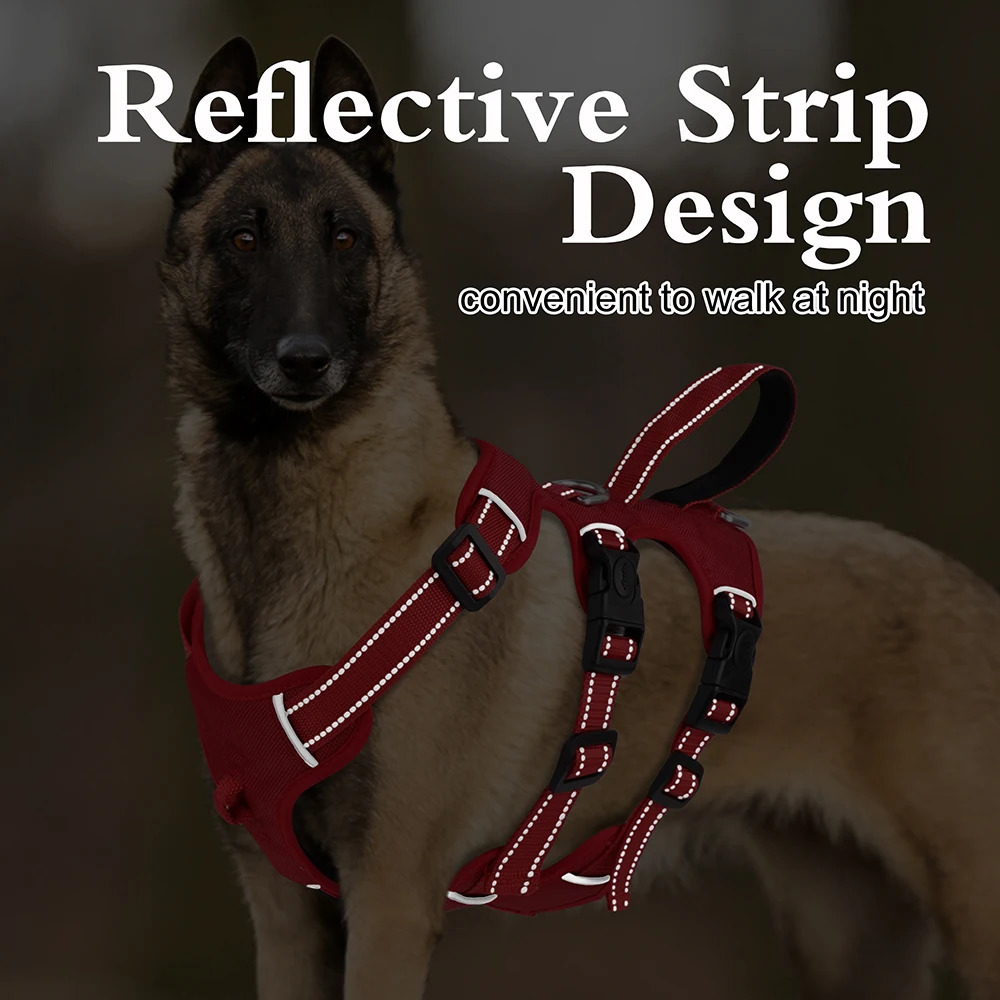 Waterproof Dog Harness Safe Buckle Padded Reflective Nylon Dogs Vest Medium Large Dog Halter Harnesses For Pitbull Hiking 250224