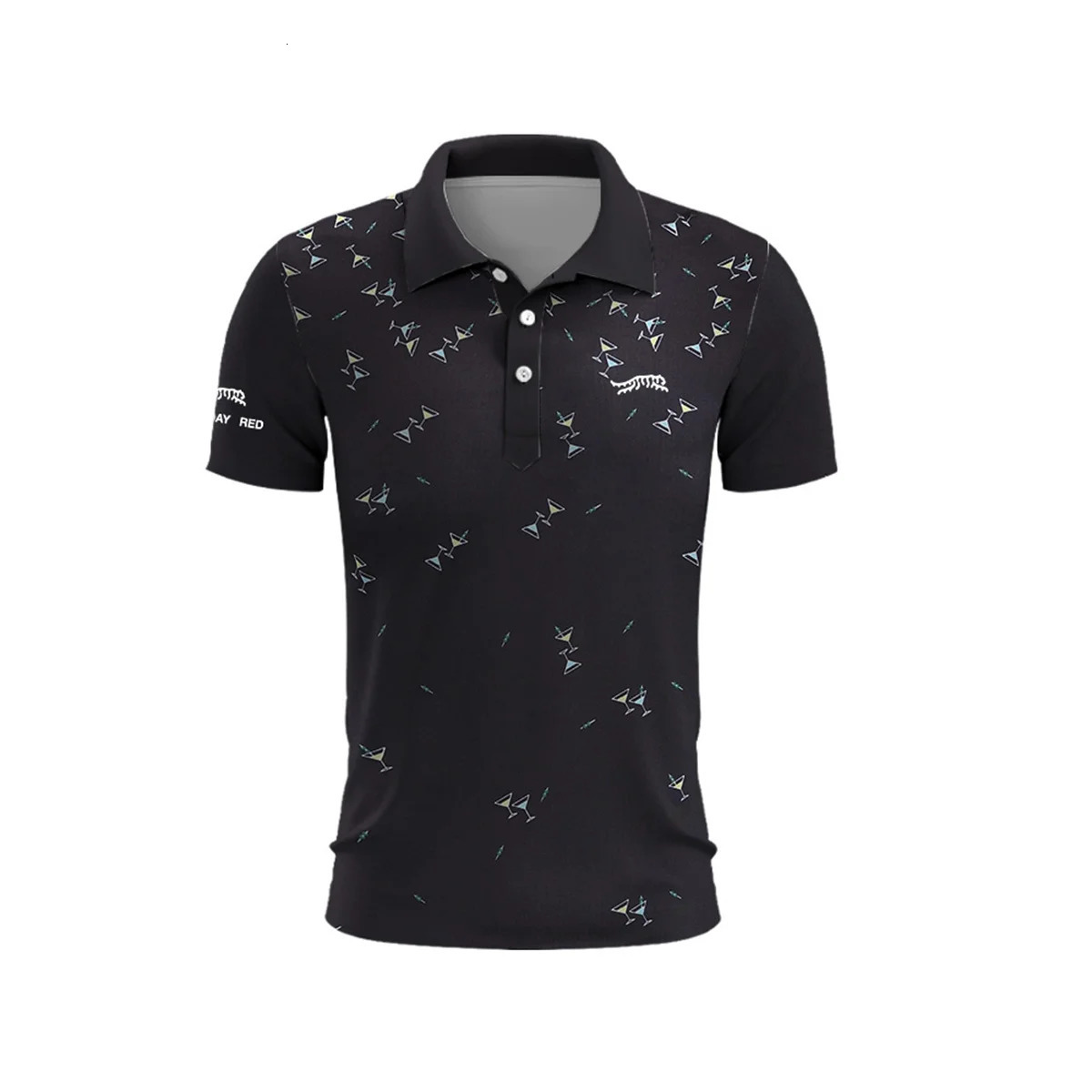 Golf Random Pattern Mens Summer Golf T-Shirt Top Quick Dry Golf Club Button Up T-Shirt Polo Shirt y2k Clothing Lapel 250225