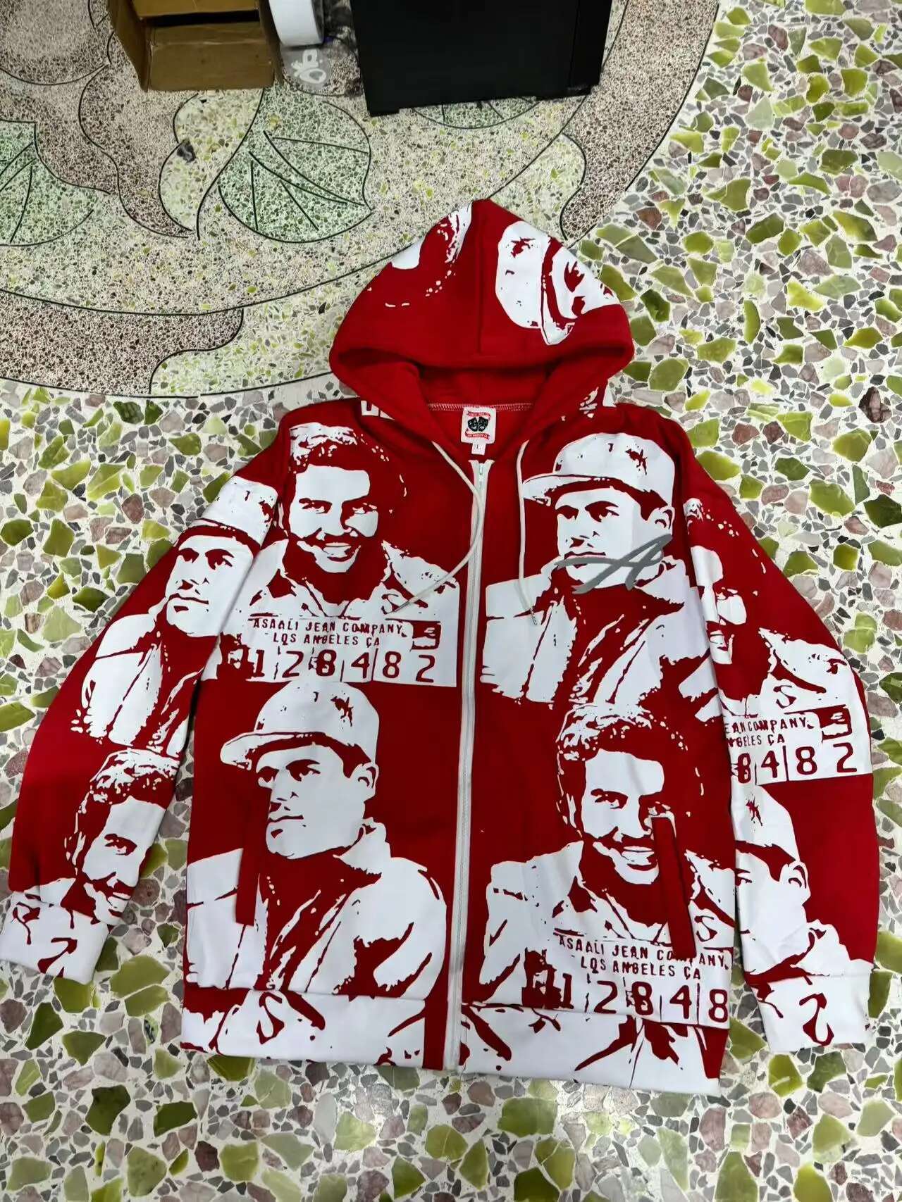 Y2K Retro Long Sleeved Oversized Pattern Pure Cotton High-quality Hoodie Haruku Hip-hop Sports Large Casual Zipper Top
