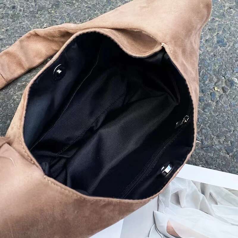 Vintage Faux Suede Slim Bags For Women Designer Handbags And Purses 2024 New In Rivet Trim Top Handle Underarm Shoulder