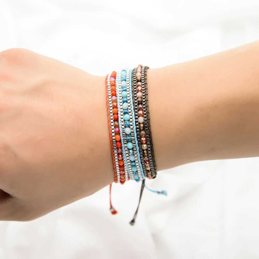 Bohemian Ladies Bracelet Fashion Hand-woven Bracelet Crystal Single Layer Beaded Bracelet National Wind Friendship Bracelet GiftXJ250225