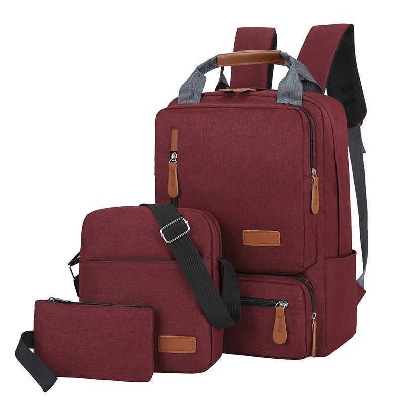 New Mens Backpack Large Capacity Business Computer Backpack Three Piece Set Multifunctional Junior High School Student Backpack Day Backpack Travel Ba