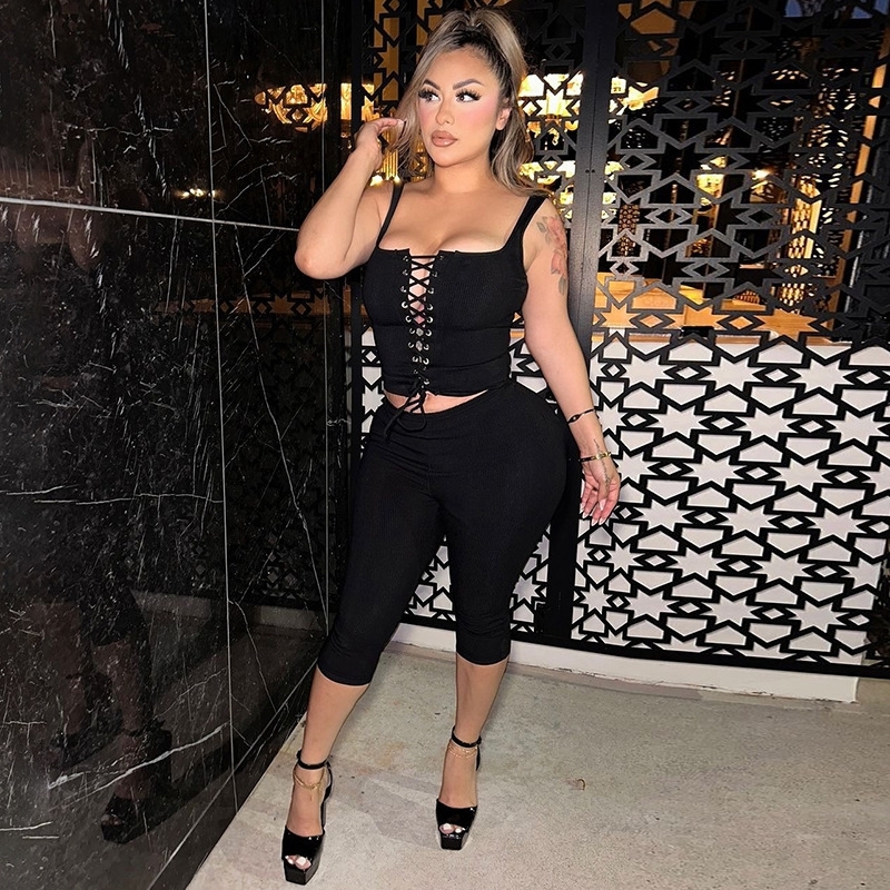 Womens Tracksuits 2025 Spring Autumn New Product Spicy Girl Chest Strap Small Vest Slim Fit Solid Color Shorts Set 3 Colors
