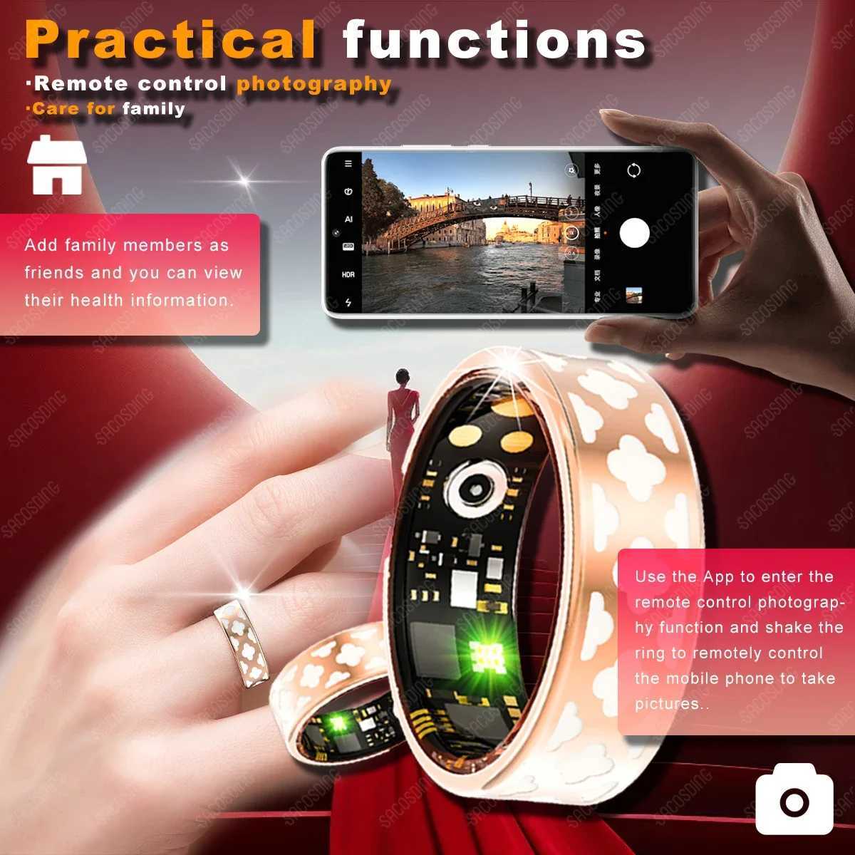 2025 New Smart Ring Heart rateBlood pressureBlood Oxygensleep MonitoringRemote camera IP68 Waterproof Ring For IOS/Android W250225