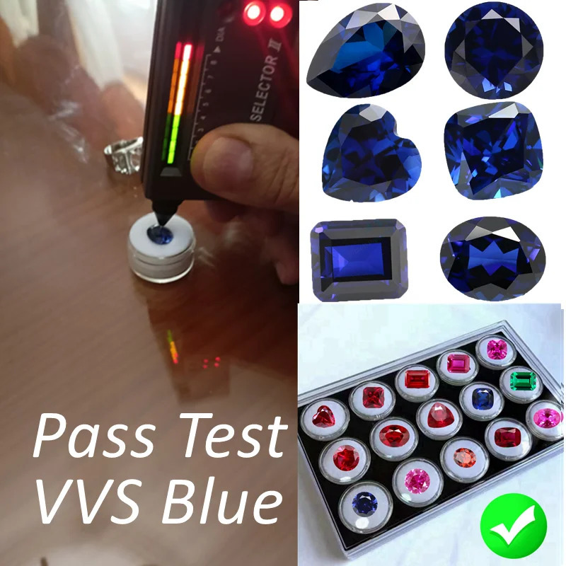 Pretty Sapphire Emerald Cut VVS Loose Gemstones Pass Tested Blue Sapphire for Jewelry Accessories and Collections DIY Gems 250222