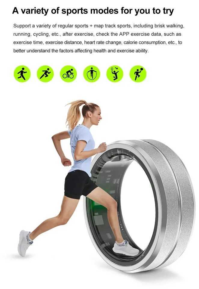 Smart Ring Men Women Steel Shell Sleep Health Monitoring 3ATM Waterproof Multi-sport Modes Ring For Xiaomi For Huawei For IOS W250225