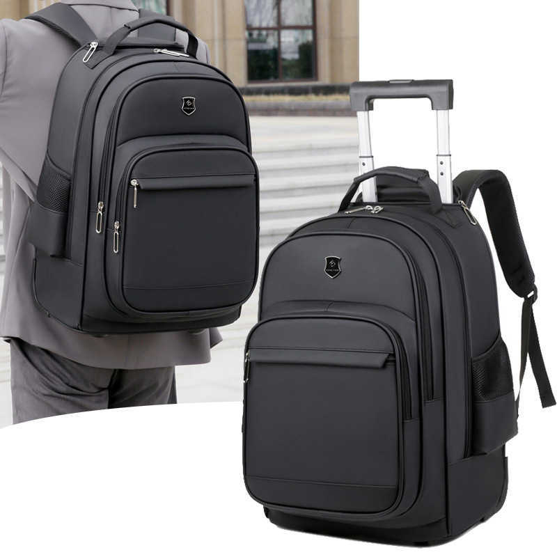 New Backpack Casual Sports and Fitness Bag Pu Pull Rod Wheel Bag Gift Backpack Carried on Both Shoulders and Dragged Day Backpack Travel Bag 241225