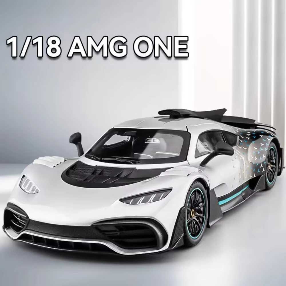 1 18 Benz AMG ONE Alloy Sports Car Diecast Model Toys Doors Opened with Sound Light Front Wheel Steering Vehicle Adult Kids Gifts Z250224