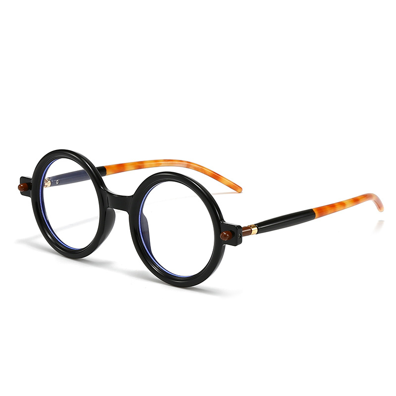 2025 new European and American fashion round frame anti-blue light plain glasses for men and women, anti-blue light glasses frame, female photo shoot 