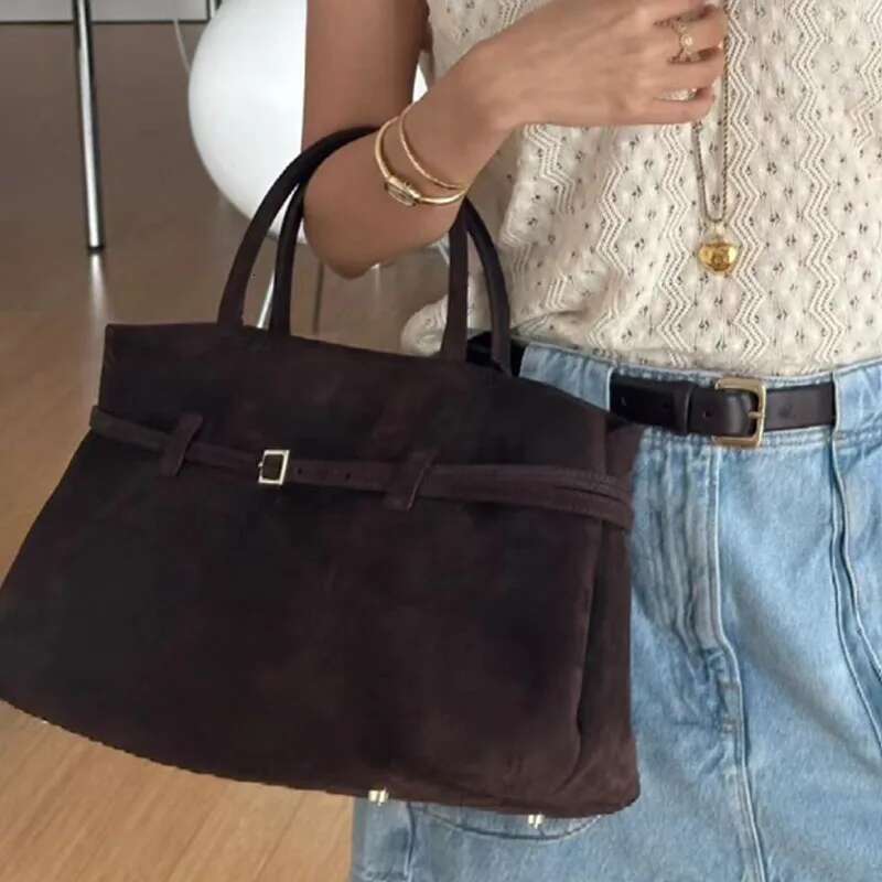 Retro Handbag Autumn/Winter Frosted Suede Belt Buckle Women Shoulder Tote Bag