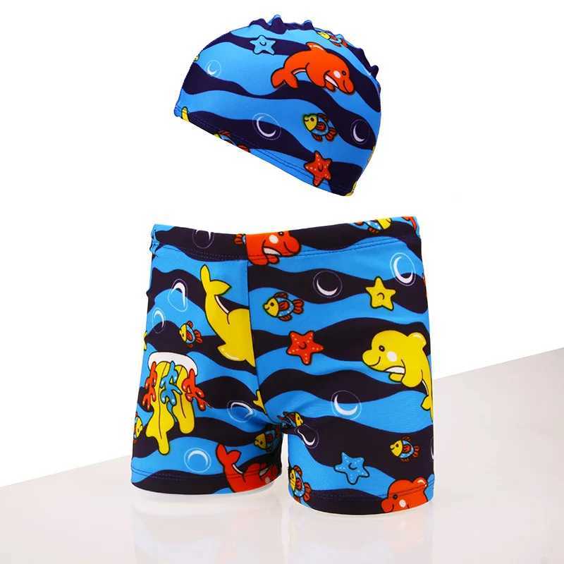 Boys Swimming Trunks 1-8Years Childrens Swimwear Kids Swimsuit Dinasour Boys Swimwear Trunks with Hat DS29 X250224