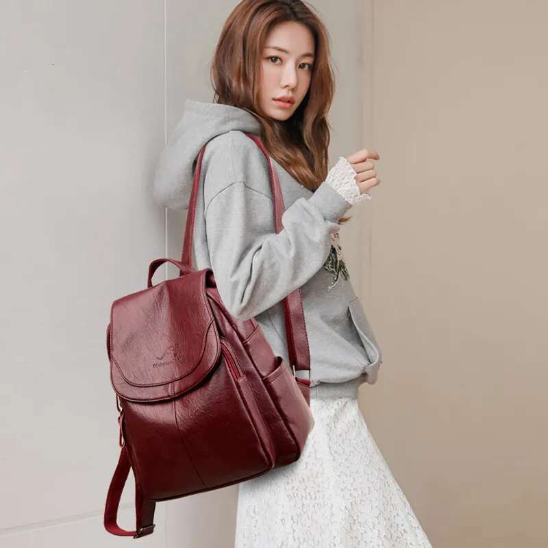 New Style4 New Vintage Women Large Capacity Bags For Teenagers Girls School Backpack High Quality Leather Shoulder Bag
