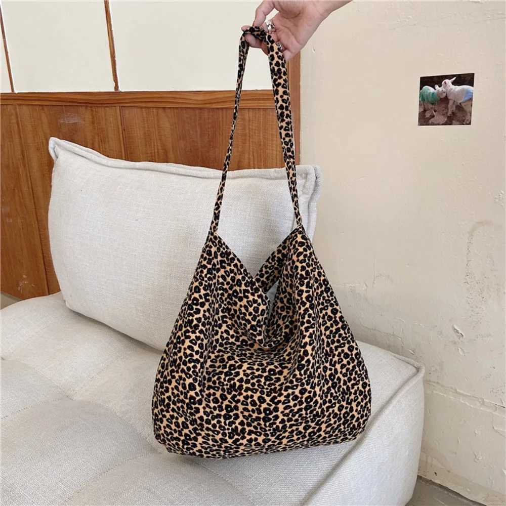 Leopard Print Shoulder Bag Fashion Large Capacity Floral Small Bags Striped Rose Canvas Bag Z250224