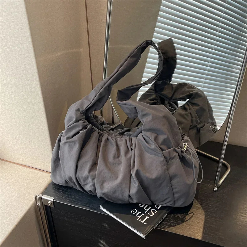 Nylon Cloth Bag Women Tote Bag Large Capacity Summer All-Match Ins One-Shoulder College Student Class Bag Lady Handbag 250224