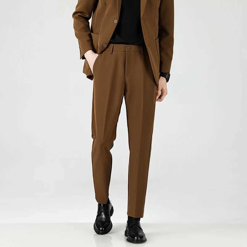 2024 Autumn/Winter Thick Mens Casual Pants Straight Loose Fashion Trend Business Versatile 9-point Suit Pants W250225