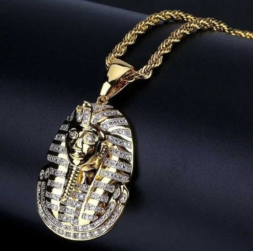 Mysterious Vintage Egyptian Pharaoh Pendant Necklace Mens Ladies Hip-Hop Zircon Pendant Jewelry Gift X250224