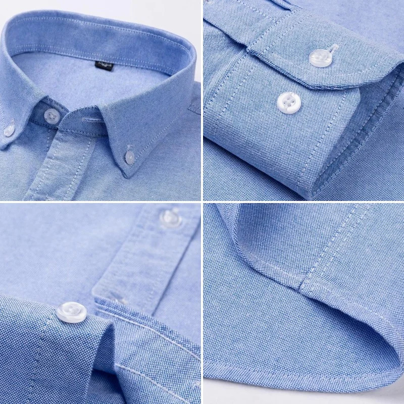 100 Cotton Oxford Shirt For Mens Long Sleeve Solid Casual Business RegularFit Formal Dress Shirts Social Blouse Male Clothes 250222
