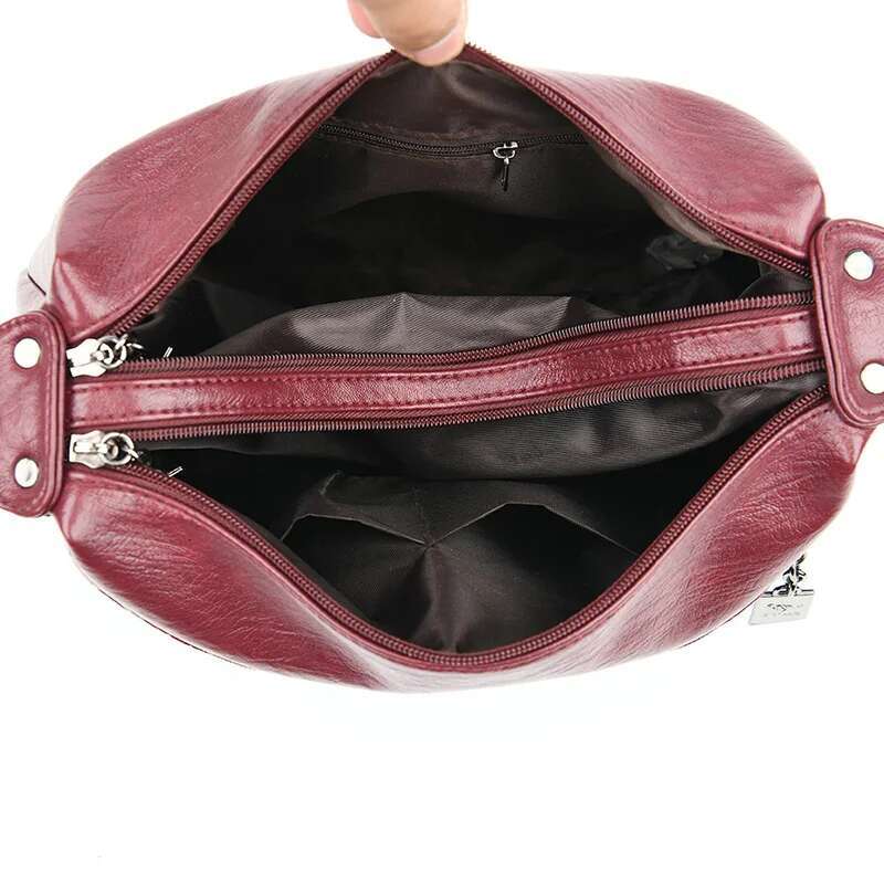 High Quality Soft Leather Purse Fashion Women Shoulder Messenger Multi-Pocket Wear-Resistant Bag Ladies Handbag Sac