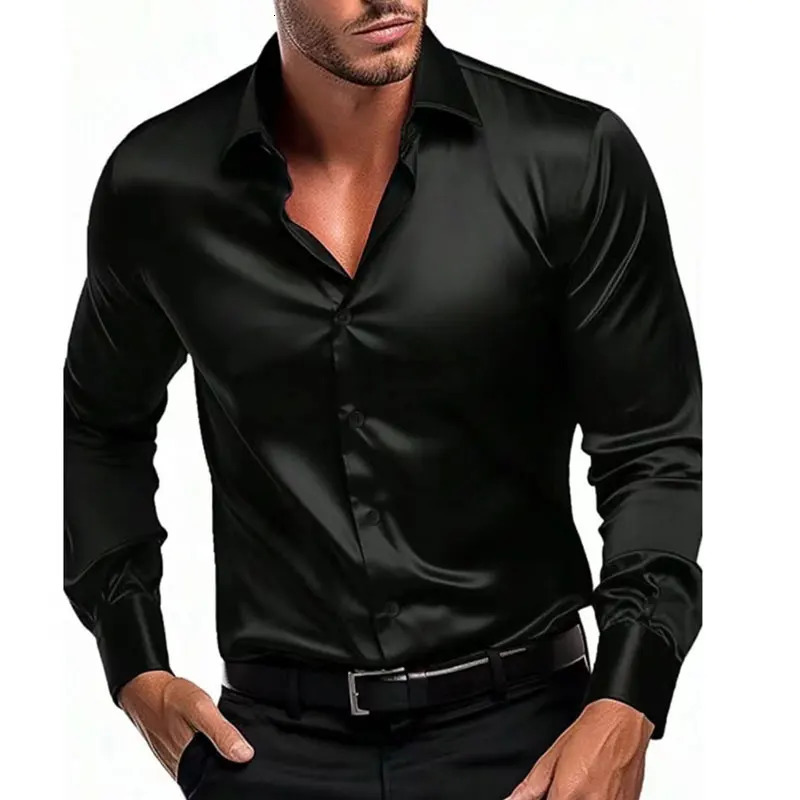 6XL mens long sleeve shirt Spring and Autumn ice silk formal high quality business casual wear breathable plus size slim fit 250222