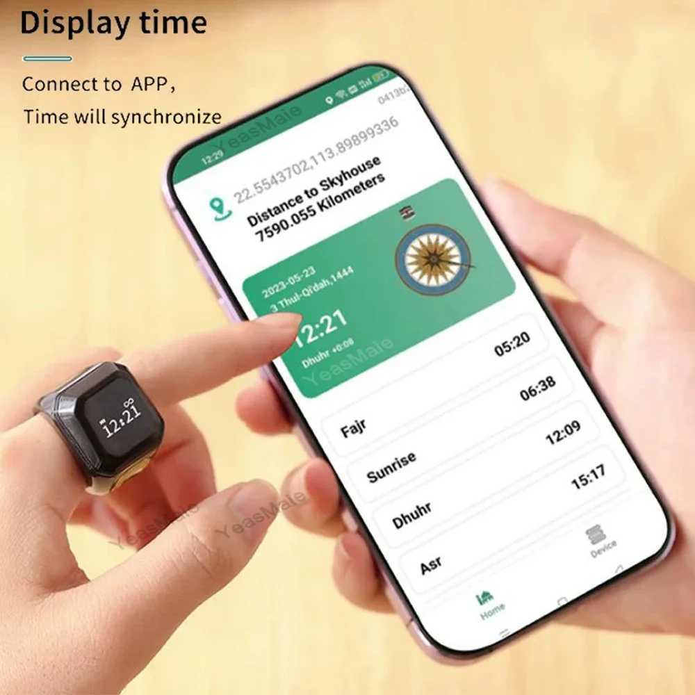 Latest Muslim Smart Ring Tally Tasbeeh Counter 5 Prayer Time Reminder Bluetooth Speaker Waterproof Smart Ring Male and Female Muslim W250225