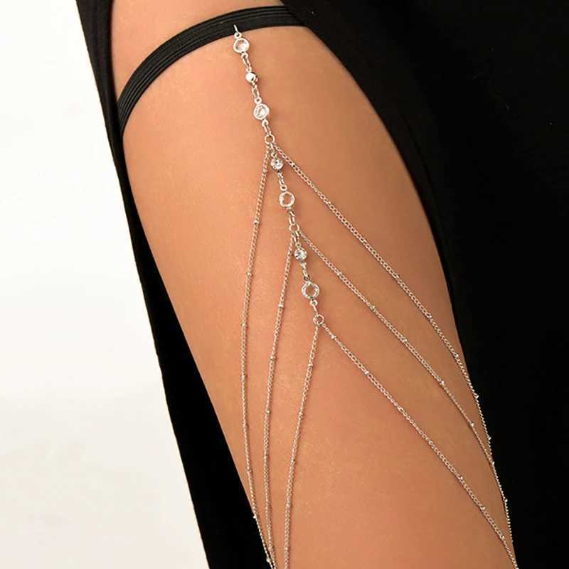 2024 New Women Bohian Thigh Chain Simp Star Body Chains for Women Doub-layer Metal Bodychain Fashion Thigh Jewelry g NoXJ250224
