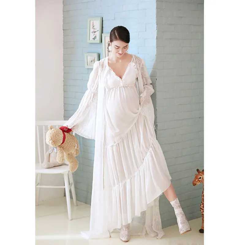 Maternity White Lace Dresses for Baby Showers Pregnancy Photography Props Clothes Pregnant Women Gown Photo Shoot Dress Costume X250224
