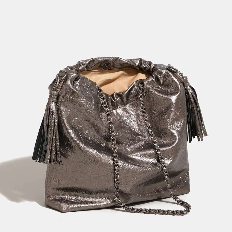 Vintage Slim Bags For Women Designer Handbags And Purses 2023 New In PU Large Capacity Tassel Chain Underarm Shoulder Bag
