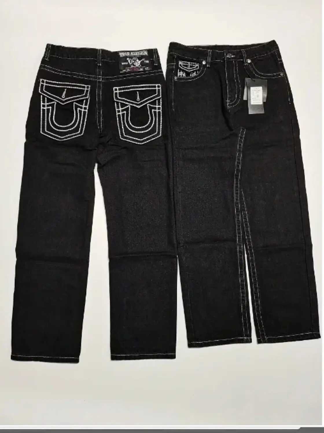 Men's Jeans American Vintage Utopia Embroidered Jeans Harajuku High Waist Straight Leg Wear High Quality Wide Leg Pants Men Clothing z250225