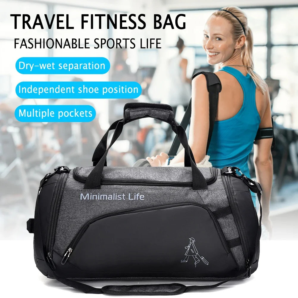 Waterproof Nylon Gym Bags Outdoor Yoga Sports Training Handbag Men Women Fitness Travel Storage Sport Bags Dry Wet Separation 250221