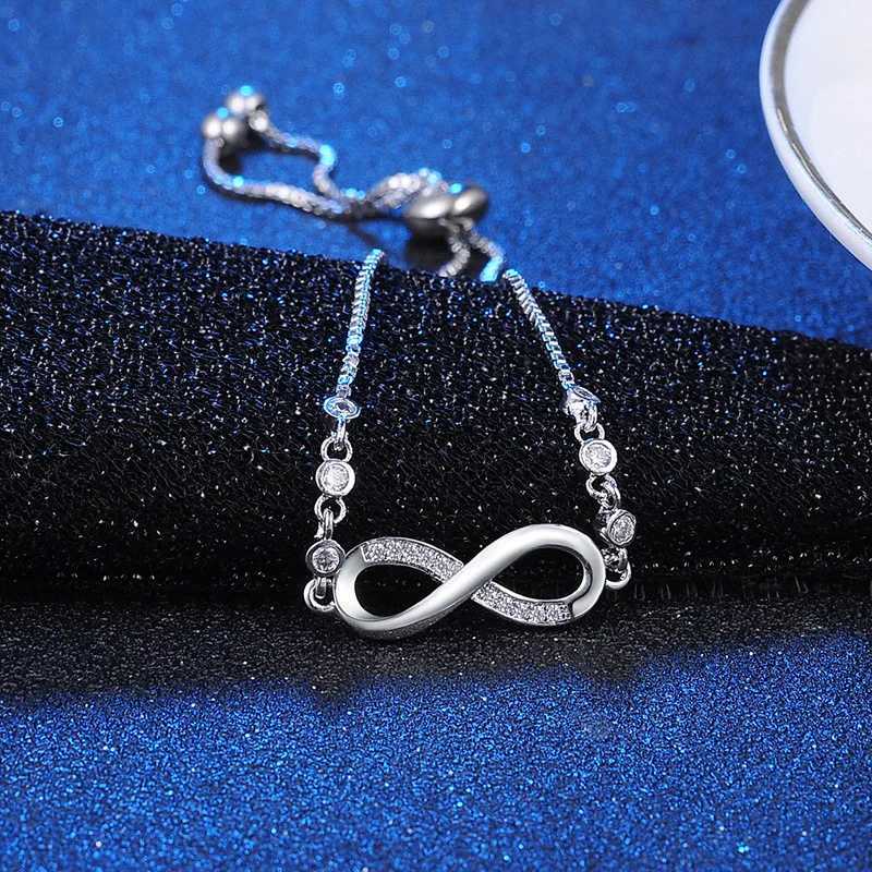 New fine 925 Sterling Silver pretty Crystal Bracelets for Women Fashion Jewelry Party Wedding Accories Valentines Day GiftsXJ250225