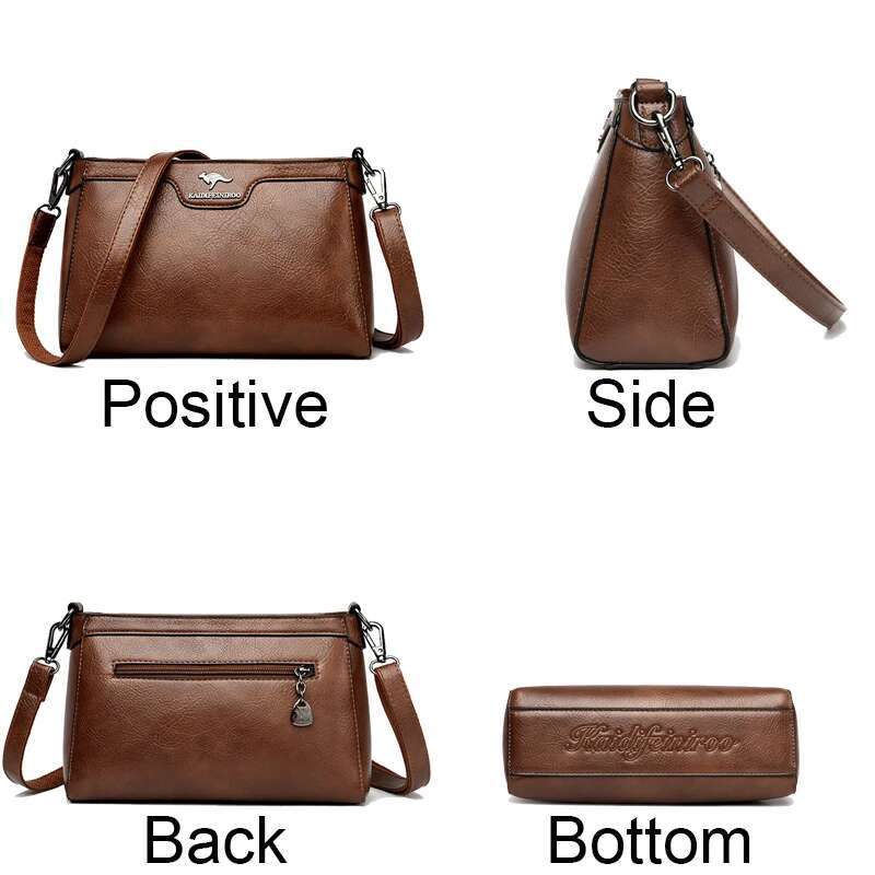 Genuine Leather Women Messenger Bag Fashion Simplicity Solid Color Cowhide Handbag Ladies Shoulder Crossbody Bags Purses