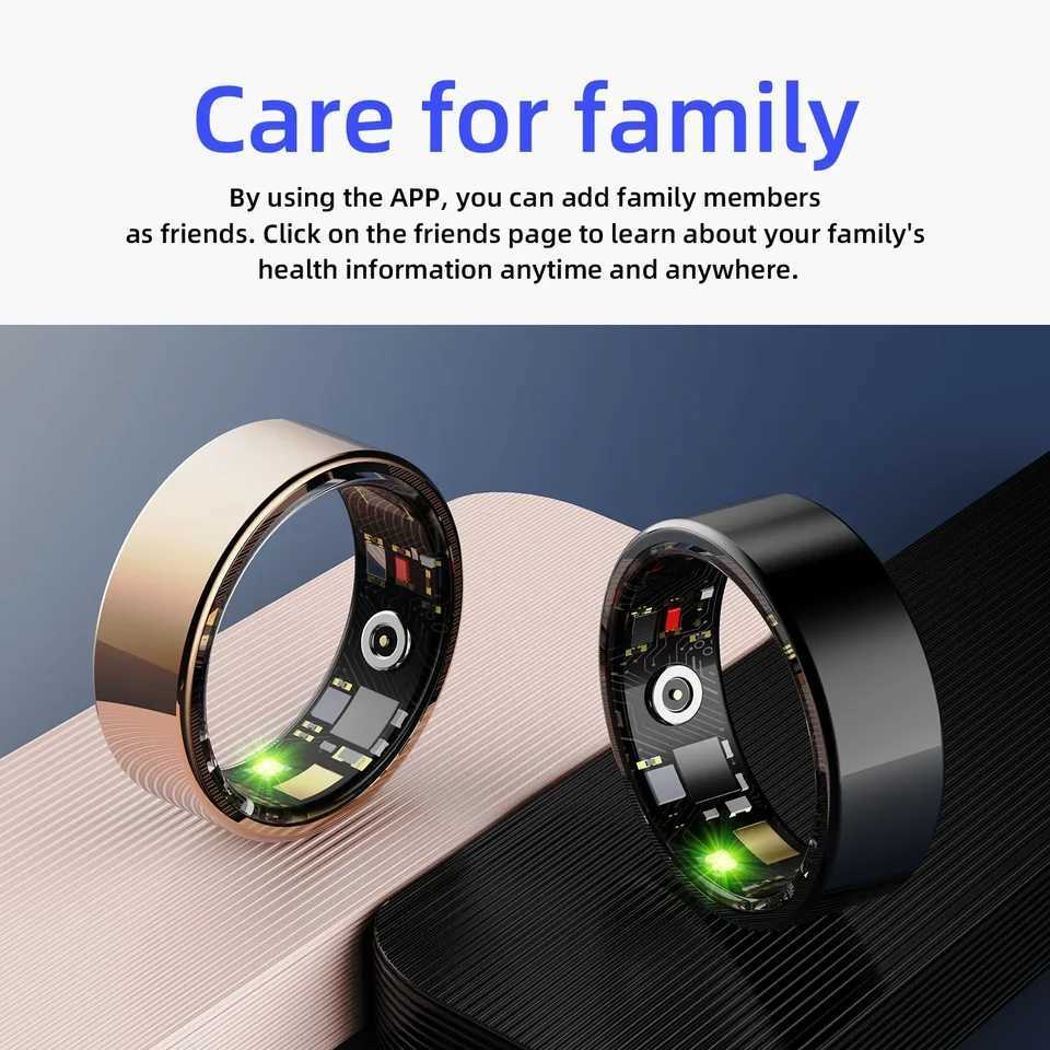 GAMINJA Smart Ring Military Grade Titanium Steel Shell Health Monitoring IP68 3ATM Waterproof Heart rate Multi-sport Modes W250225