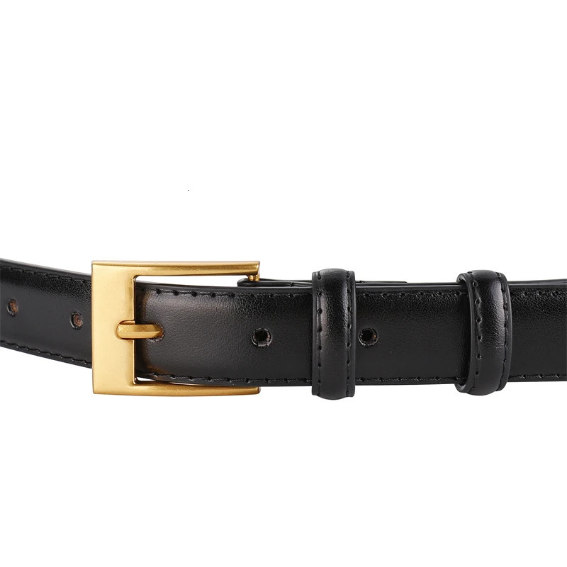 Leather Goods Womens Belt Fashion Leather Matching Jeans 2024 Decorative Suit Black Thin Waist Belt 250221