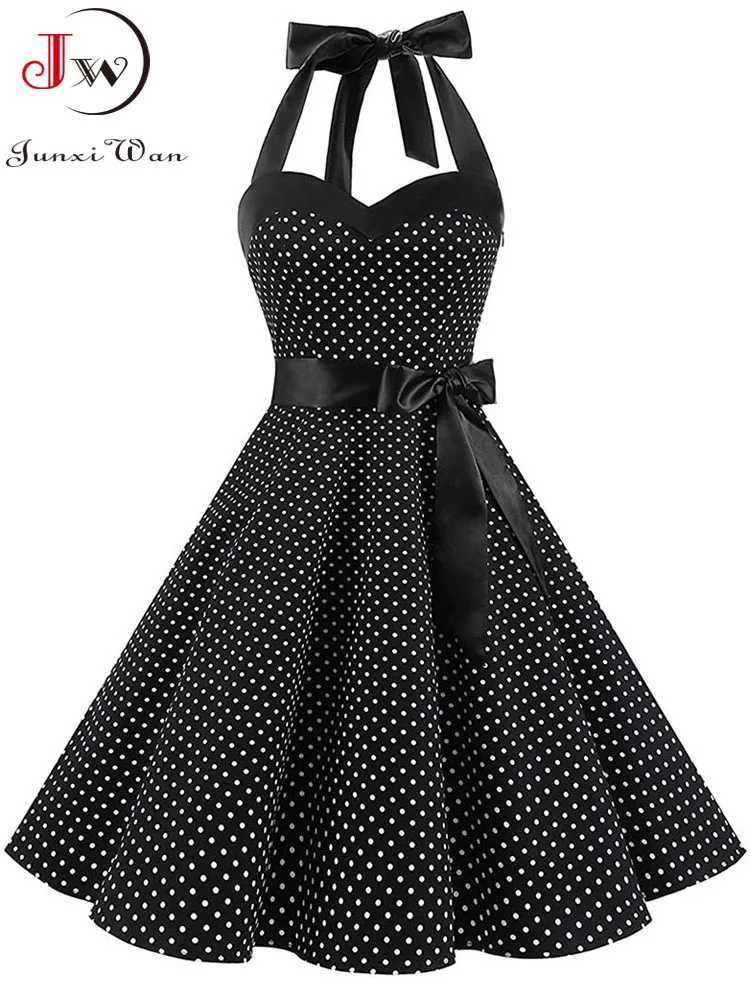 Womens polka dot print summer dress sexy retro white suspender retro dressXJ250224