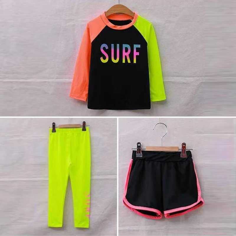 Childrens Swimwear Girls Split Swimwear Long-sleeved Korean Sun Sun-proof Swimwear Quick Dry clothing for children X250224