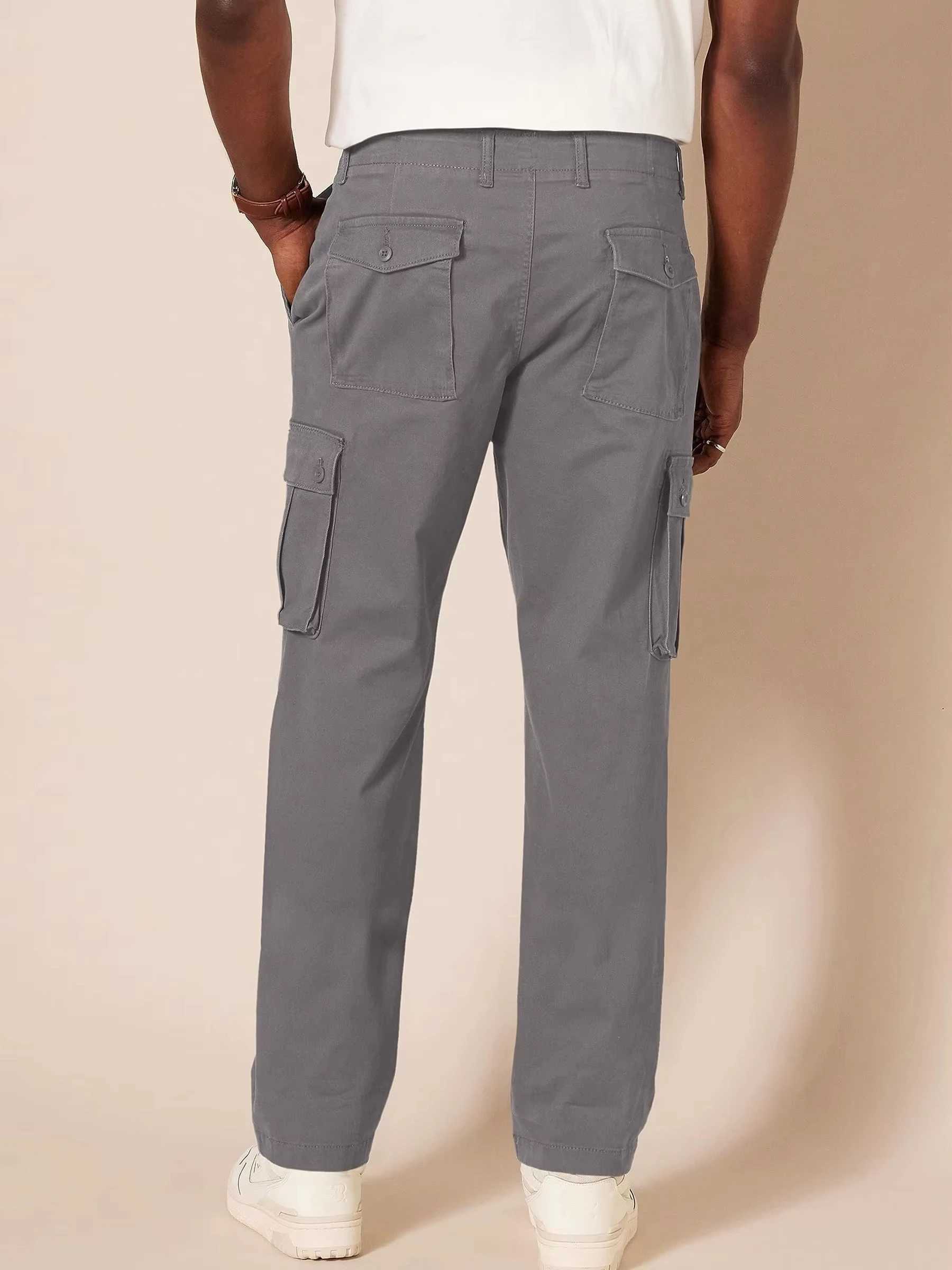 US Plus Size Mens Spring Autumn Fashion Business Casual Long Pants Suit Pants Male Elastic Straight Formal Trousers Side Pocket W250225