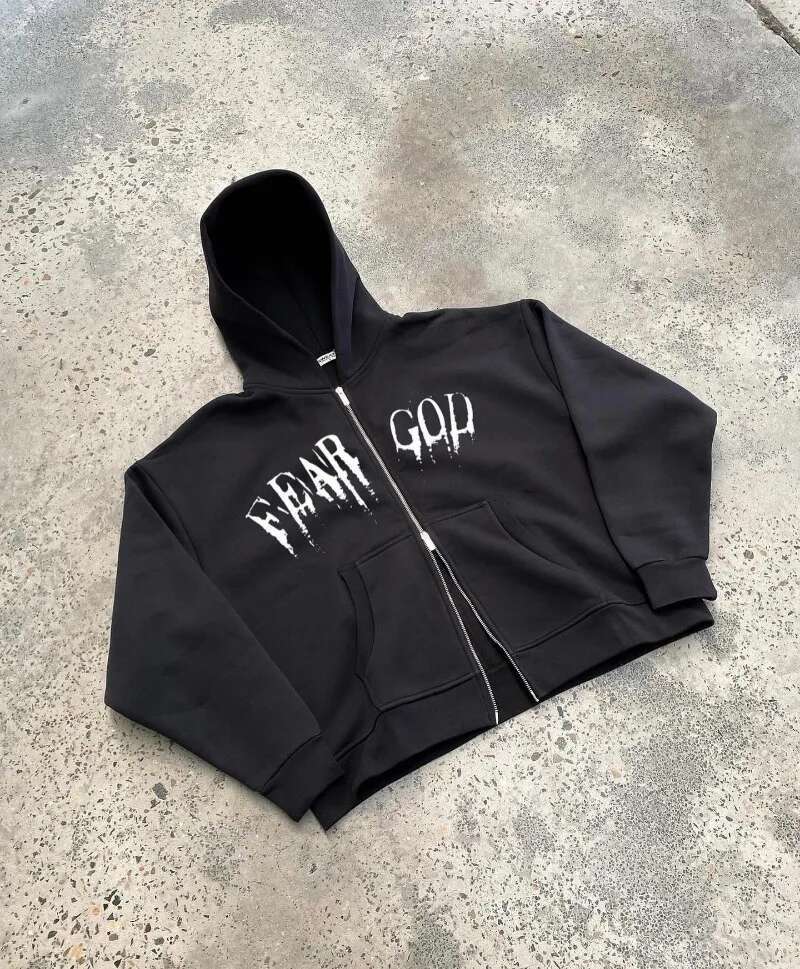 Retro black men zipper hoodie 2025 new printed design jacket Hip Hop Haruku street style couple casual oversized sweatshirt