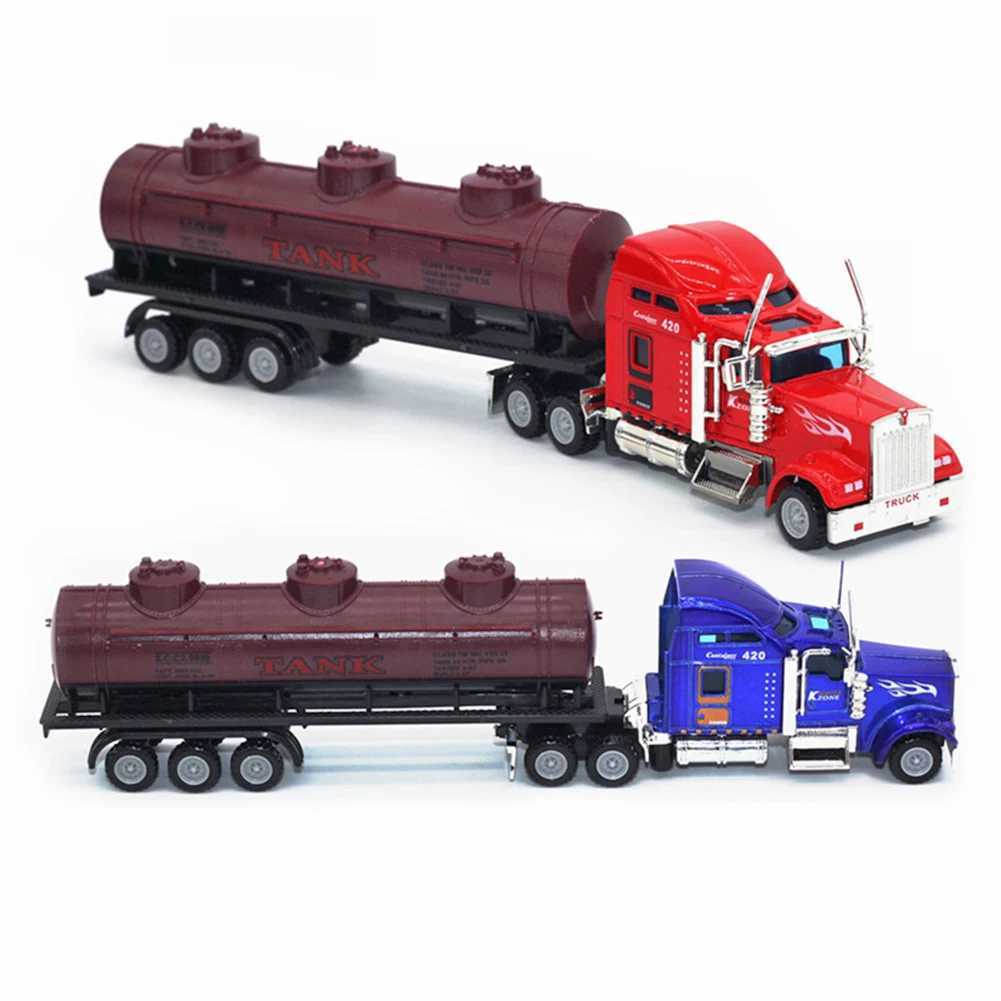 Free shipping 1 50 Large Diecast Alloy Car Toys Silation Oil Truck Tank Container Pull Back Transport Vehicle Model Toy For Kids