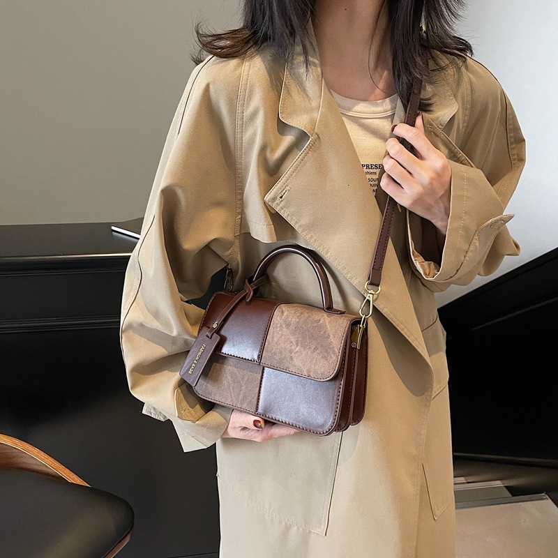 2025 New High-end Niche Handbag For Women Multifunctional Single Shoulder Crossbody Bag Spliced Handheld Small Square Bag