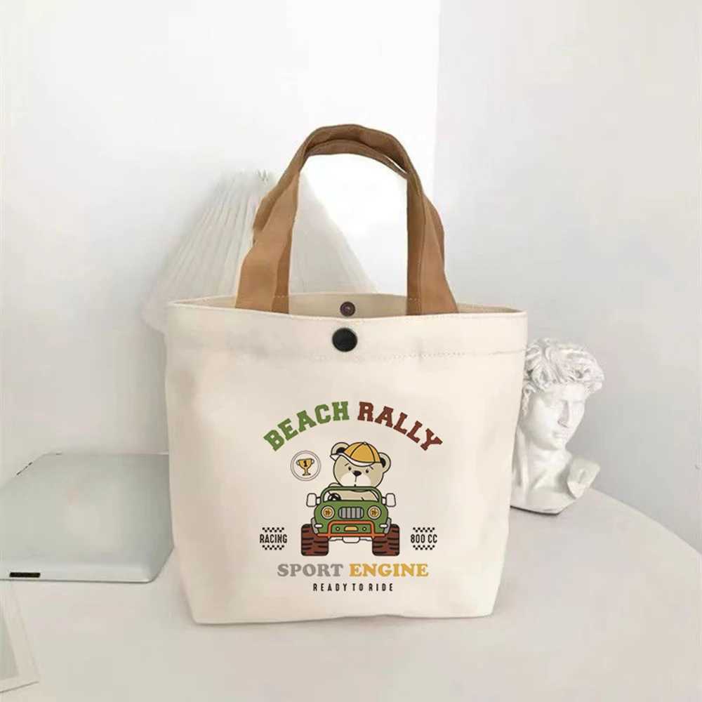 Women Tote Small Canvas Food Bag Japanese Peach Lunch Bag Korean Mini Handbags Lunch Box Cloth Picnic Travel Ben to Storage Bags Z250224