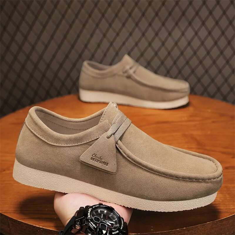 Fashion Khaki Casual For Suede Leather Loafers Platform Slip-On Men's Driving Lightweight Leisure Men Shoes