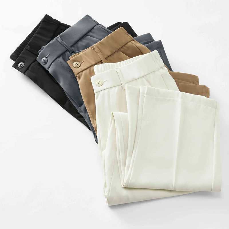 2024 New Casual Set Pants Lightweight Korean Mens Straight Pants Loose Half Width Sports Pants Soft Wide Leg Long Bag Trouser W250225