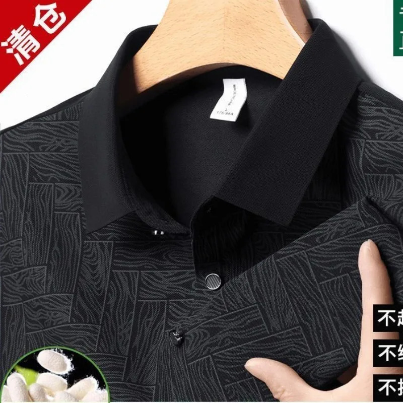 Summer Arrival Breathable England Style Silk Short Sleeve Cotton Business Collared Polo Shirt for Men Clothes 250224