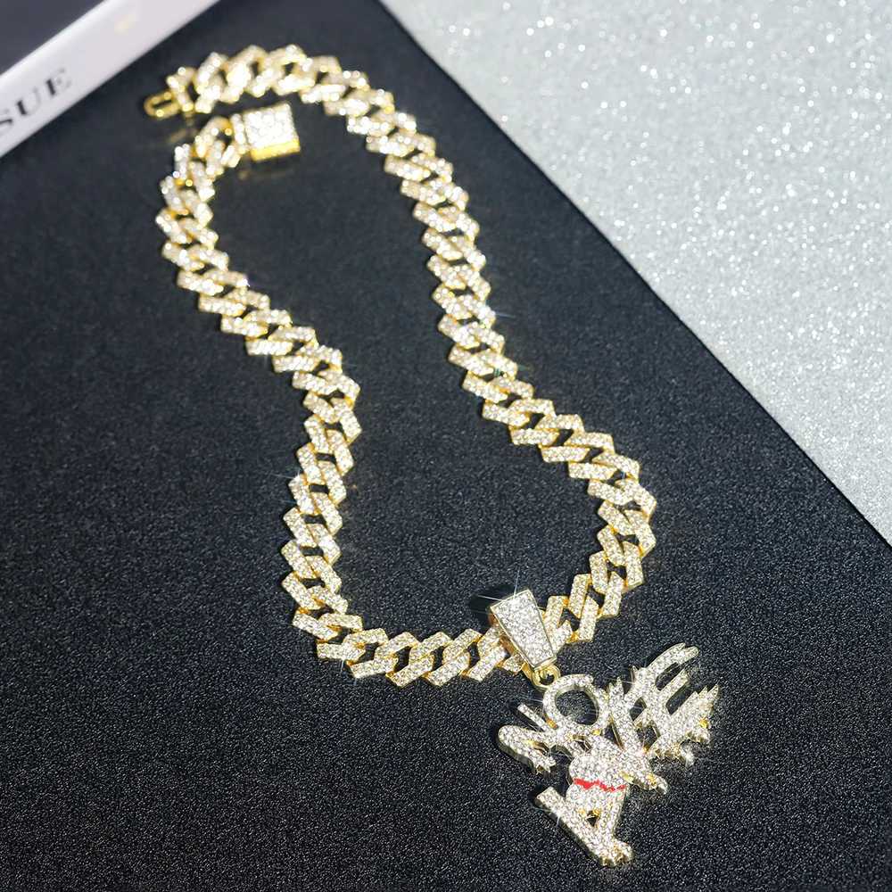 Hip-hop Punk NO Letter Pendant Cuban Necklace Stylish d Out Mens Wens Street Style Cuban Chain Trend Jewelry Gift X250224